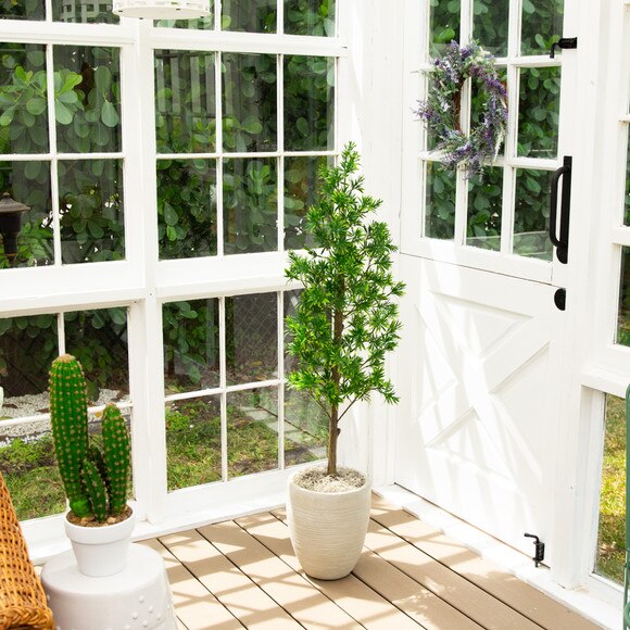 4-ft UV Artificial Podocarpus Artificial Tree Indoor/Outdoor - SKU #T5033 - 8