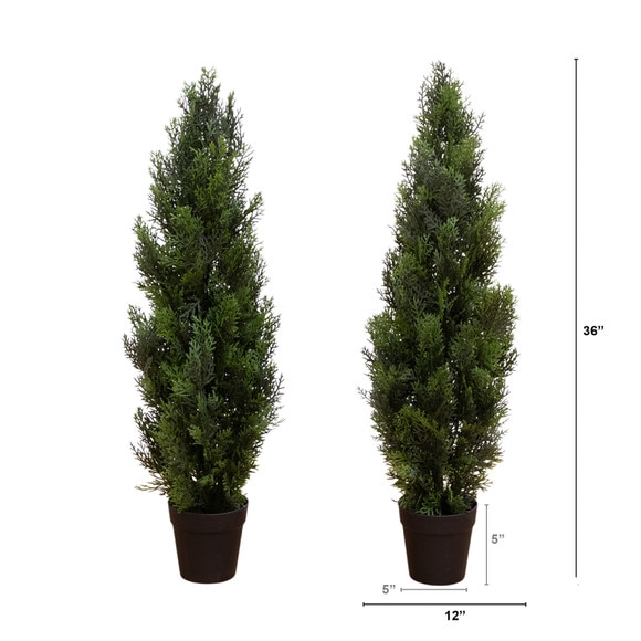 3 Artificial Cedar Bush Plant UV Resistant Indoor/Outdoor - Set of 2 - SKU #T5053 - 1