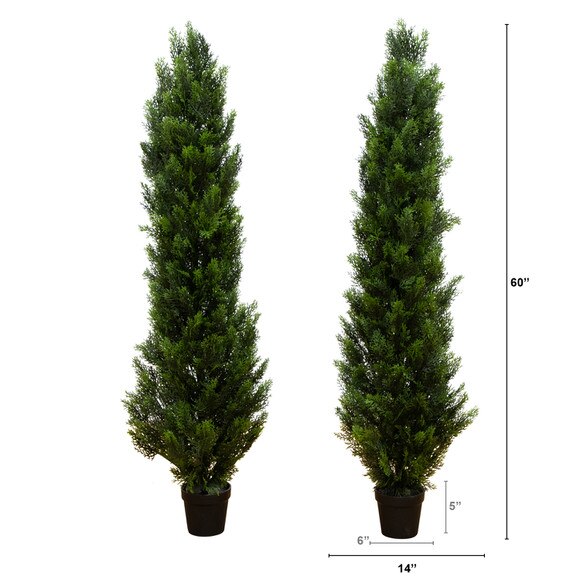 5 Artificial Topiary Cedar Tree UV Resistant Indoor/Outdoor - Set of 2 - SKU #T5055 - 1