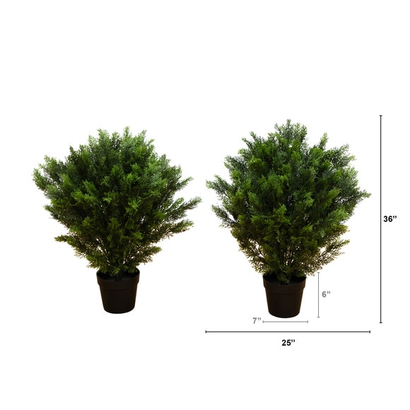 3 Artificial Cedar Bush Plant UV Resistant Indoor/Outdoor - Set of 2 - SKU #T5058 - 1