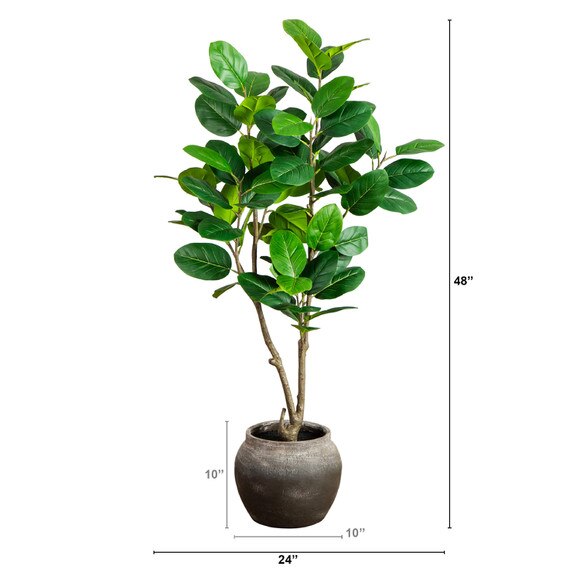 4-ft Artificial Audrey Ficus Tree in Rustic Decorative Planter - SKU #T5063 - 1