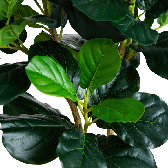 4-ft Artificial Lush Fiddle Leaf Tree in Decorative White Planter - SKU #T5068 - 2
