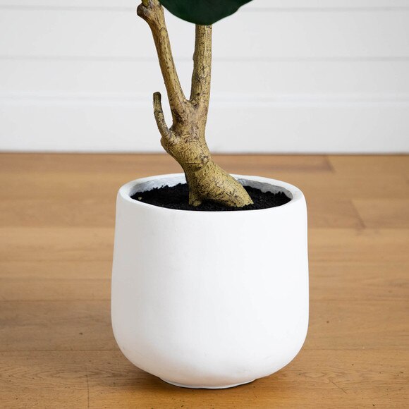 4-ft Artificial Lush Fiddle Leaf Tree in Decorative White Planter - SKU #T5068 - 4