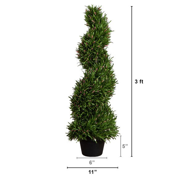 3-ft UV Resistant Artificial Rosemary Spiral Topiary Tree Indoor/Outdoor - SKU #T5080 - 1