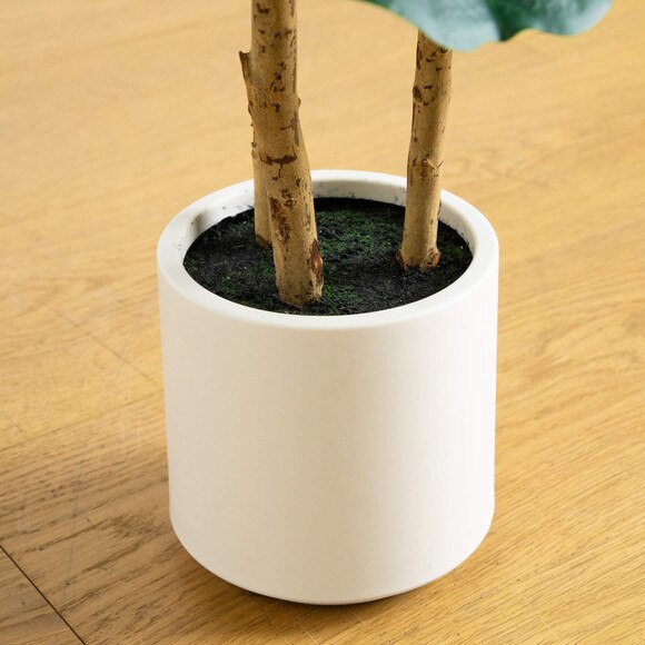 3-ft Artificial Fiddle Leaf Tree in Decorative White Planter - SKU #T5081 - 4