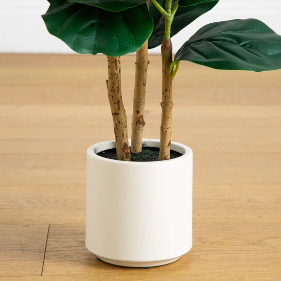 3-ft Artificial Fiddle Leaf Tree in Decorative White Planter - SKU #T5081 - 5