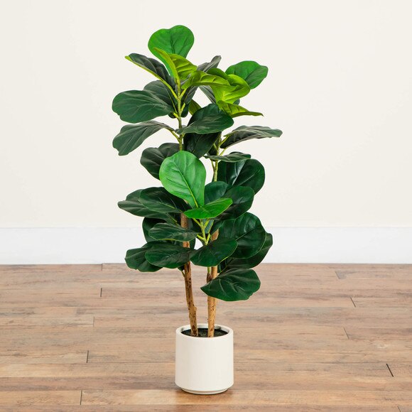 3-ft Artificial Fiddle Leaf Tree in Decorative White Planter - SKU #T5081 - 7