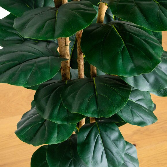 8-ft Artificial Fiddle Leaf Tree in Decorative White Planter - SKU #T5082 - 2