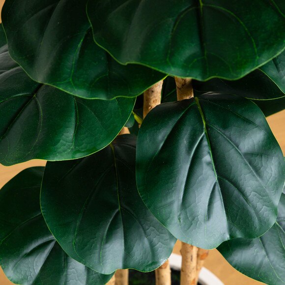 8-ft Artificial Fiddle Leaf Tree in Decorative White Planter - SKU #T5082 - 4