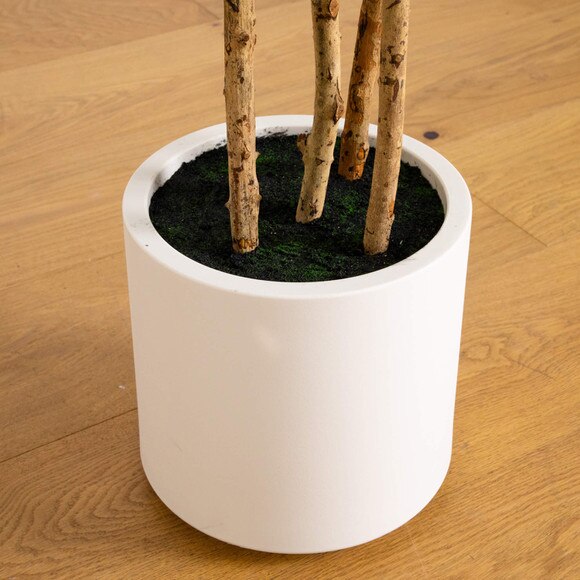 8-ft Artificial Fiddle Leaf Tree in Decorative White Planter - SKU #T5082 - 8
