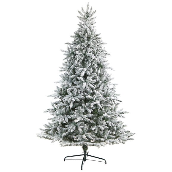 8 Flocked West Virginia Spruce Christmas Tree with 1856 Bendable Branches - SKU #T5097