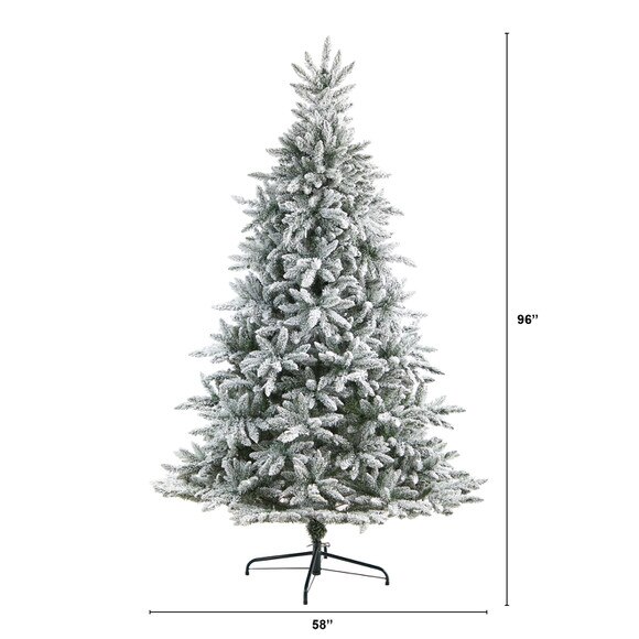 8 Flocked West Virginia Spruce Christmas Tree with 1856 Bendable Branches - SKU #T5097 - 1