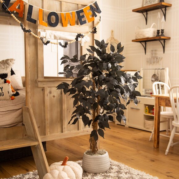 3-ft Artificial Halloween Black Ficus Tree with Natural Trunk - SKU #T5134 - 4