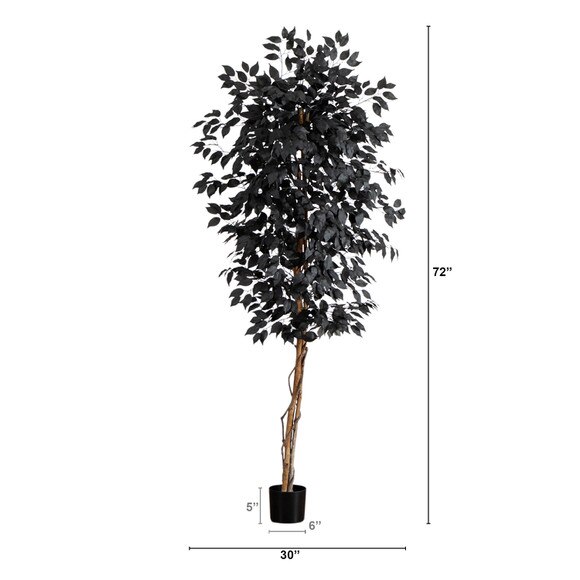 6-ft Artificial Halloween Black Ficus Tree with Natural Trunk - SKU #T5137 - 1