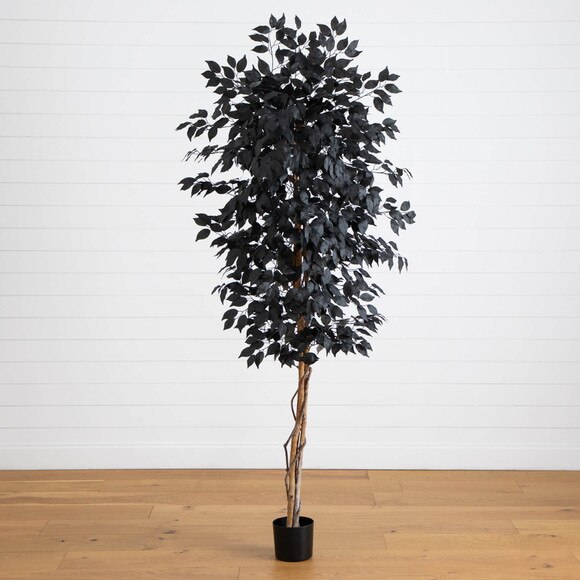 6-ft Artificial Halloween Black Ficus Tree with Natural Trunk - SKU #T5137 - 7