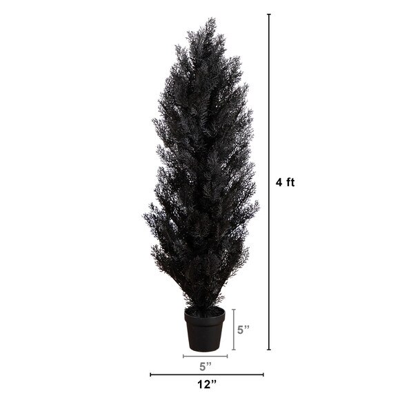 4-ft UV Resistant Artificial Halloween Black Cedar Tree Indoor/Outdoor - SKU #T5144 - 1
