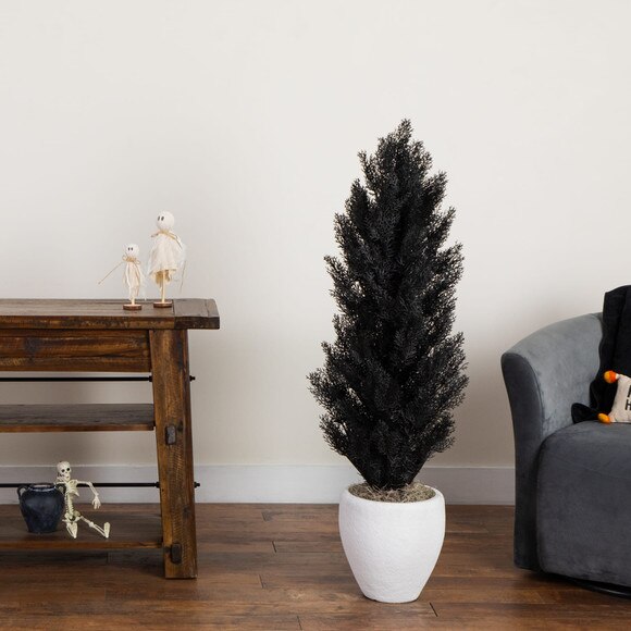 4-ft UV Resistant Artificial Halloween Black Cedar Tree Indoor/Outdoor - SKU #T5144 - 4