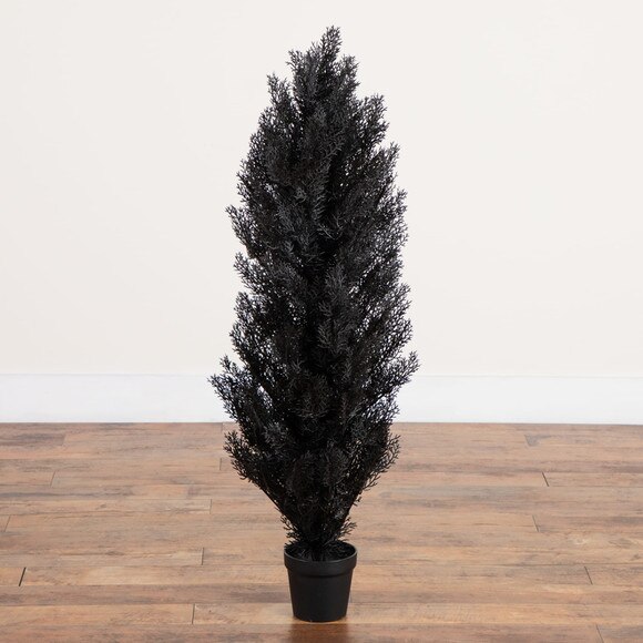 4-ft UV Resistant Artificial Halloween Black Cedar Tree Indoor/Outdoor - SKU #T5144 - 5