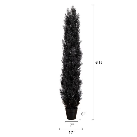 6-ft UV Resistant Artificial Halloween Black Cedar Tree Indoor/Outdoor - SKU #T5145 - 1