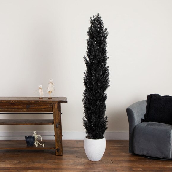6-ft UV Resistant Artificial Halloween Black Cedar Tree Indoor/Outdoor - SKU #T5145 - 4