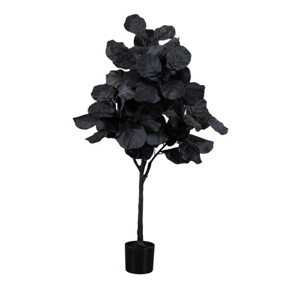4-ft Artificial Halloween Black Fiddle Leaf Tree - SKU #T5146