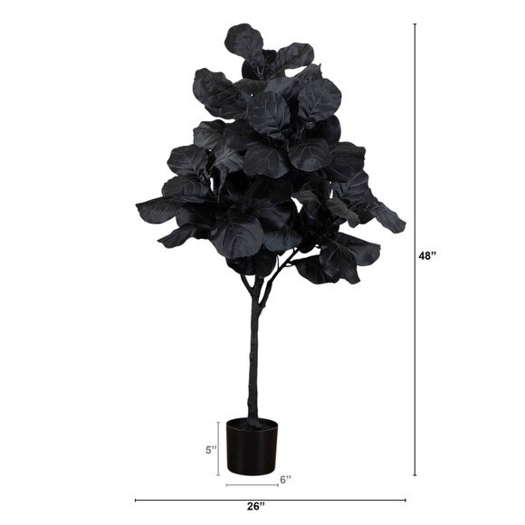 4-ft Artificial Halloween Black Fiddle Leaf Tree - SKU #T5146 - 1