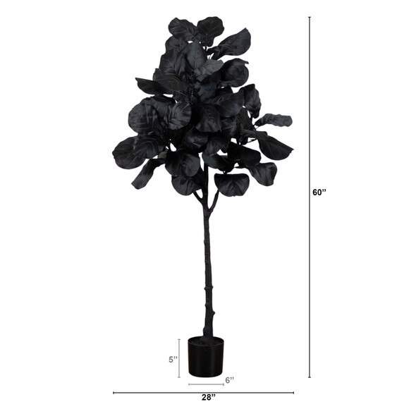 5-ft Artificial Halloween Black Fiddle Leaf Tree - SKU #T5147 - 1