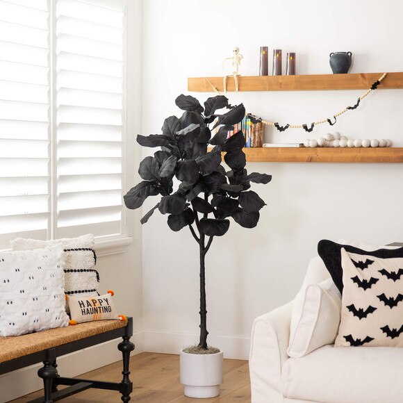 5-ft Artificial Halloween Black Fiddle Leaf Tree - SKU #T5147 - 5