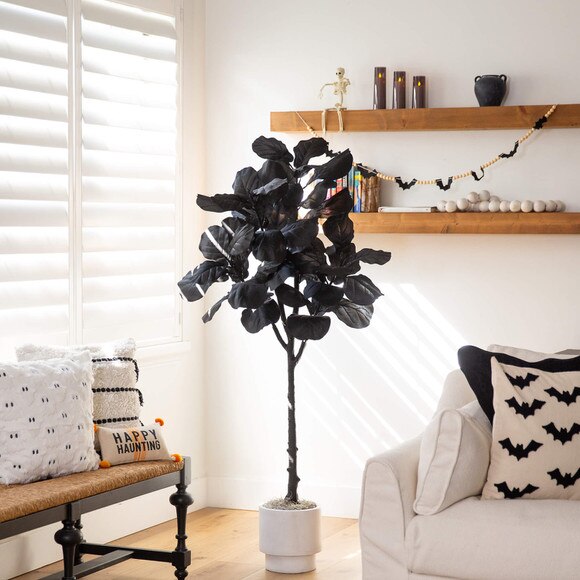 5-ft Artificial Halloween Black Fiddle Leaf Tree - SKU #T5147 - 6