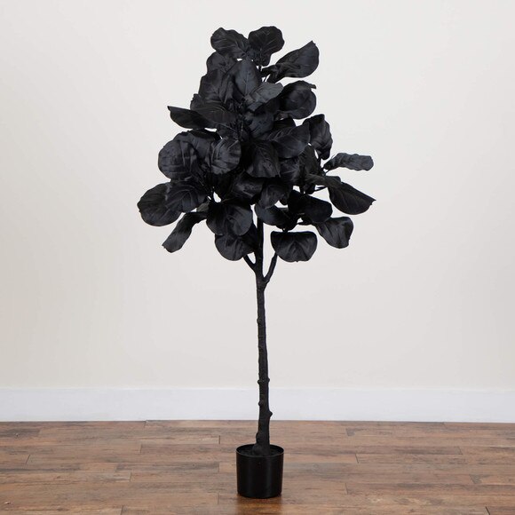 5-ft Artificial Halloween Black Fiddle Leaf Tree - SKU #T5147 - 7