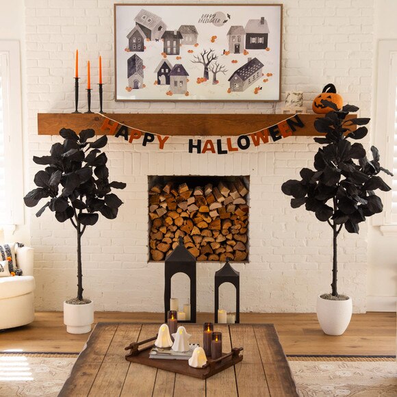 6-ft Artificial Halloween Black Fiddle Leaf Tree - SKU #T5148 - 5
