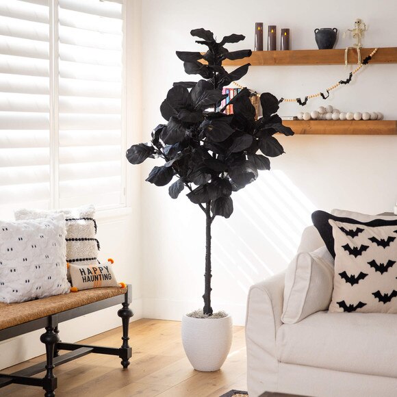 6-ft Artificial Halloween Black Fiddle Leaf Tree - SKU #T5148 - 6