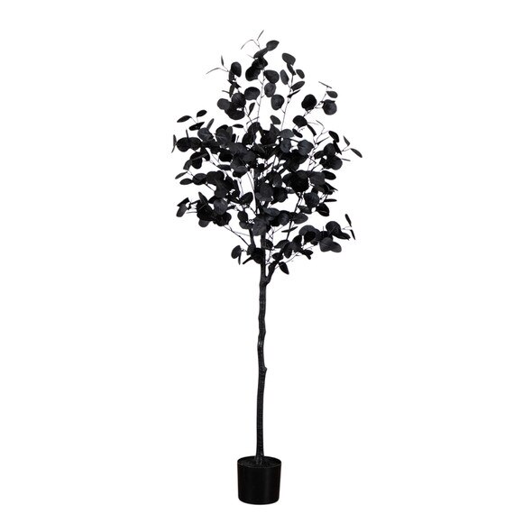 5-ft Artificial Halloween Black Eucalyptus Tree - SKU #T5150