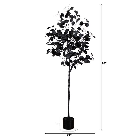 5-ft Artificial Halloween Black Eucalyptus Tree - SKU #T5150 - 1