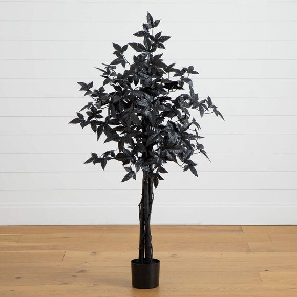 4-ft Artificial Halloween Black Maple Tree with Natural Trunk - SKU #T5155 - 7