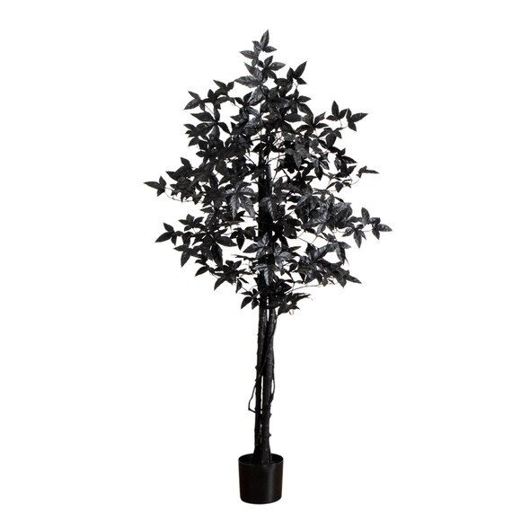 5-ft Artificial Halloween Black Maple Tree with Natural Trunk - SKU #T5156