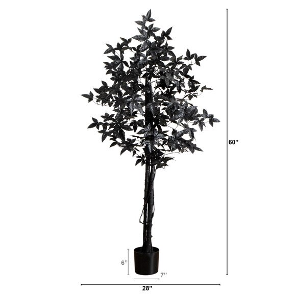 5-ft Artificial Halloween Black Maple Tree with Natural Trunk - SKU #T5156 - 1