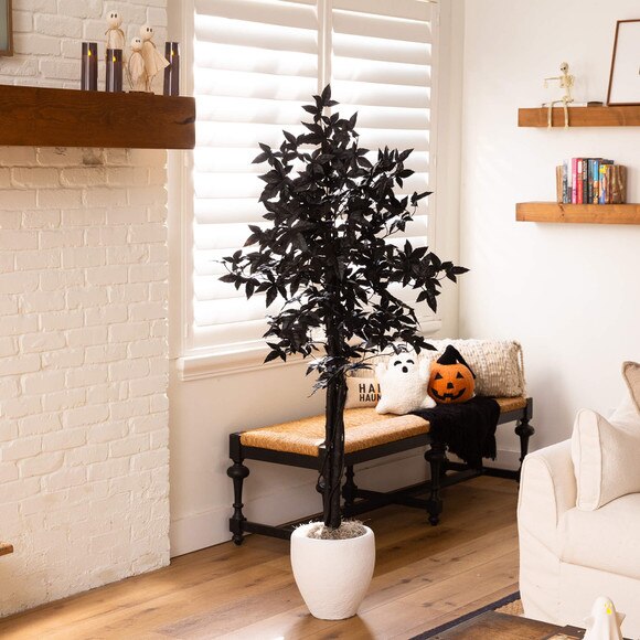 5-ft Artificial Halloween Black Maple Tree with Natural Trunk - SKU #T5156 - 5