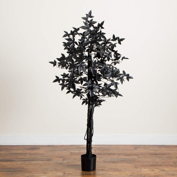 5-ft Artificial Halloween Black Maple Tree with Natural Trunk - SKU #T5156 - 6