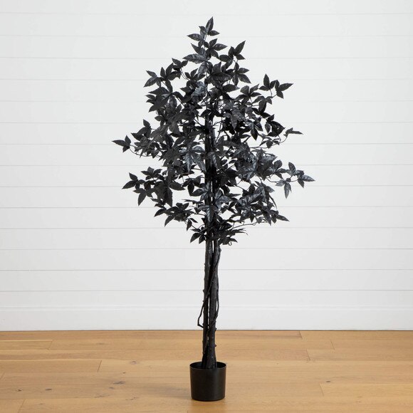 5-ft Artificial Halloween Black Maple Tree with Natural Trunk - SKU #T5156 - 7