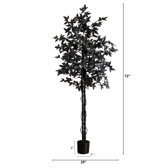 6-ft Artificial Halloween Black Maple Tree with Natural Trunk - SKU #T5157 - 1