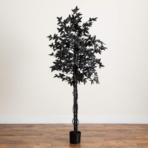 6-ft Artificial Halloween Black Maple Tree with Natural Trunk - SKU #T5157 - 6