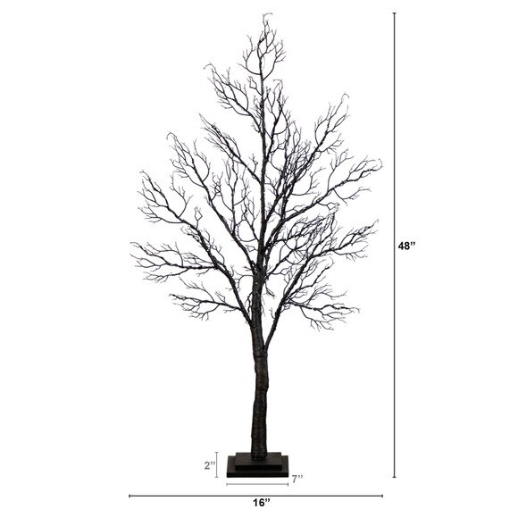 4-ft Pre-Lit Halloween Minimalist Twig Artificial Fall Tree with 160 Orange Purple LED Lights - SKU #T5160 - 1