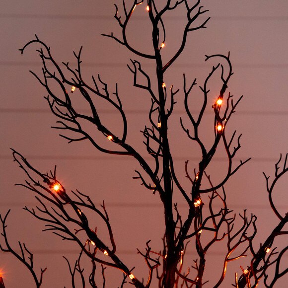 4-ft Pre-Lit Halloween Minimalist Twig Artificial Fall Tree with 160 Orange Purple LED Lights - SKU #T5160 - 3