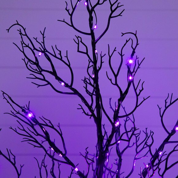 4-ft Pre-Lit Halloween Minimalist Twig Artificial Fall Tree with 160 Orange Purple LED Lights - SKU #T5160 - 4