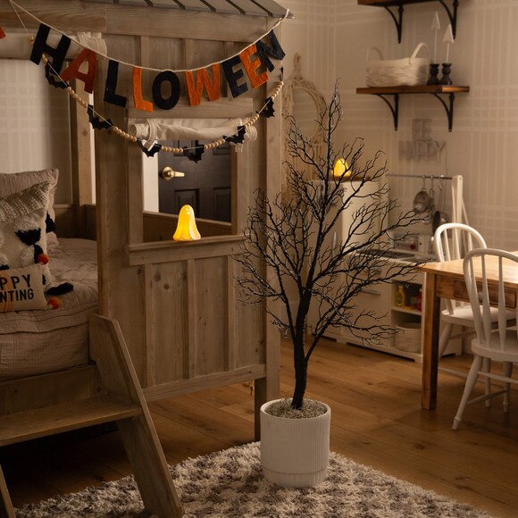 4-ft Pre-Lit Halloween Minimalist Twig Artificial Fall Tree with 160 Orange Purple LED Lights - SKU #T5160 - 8