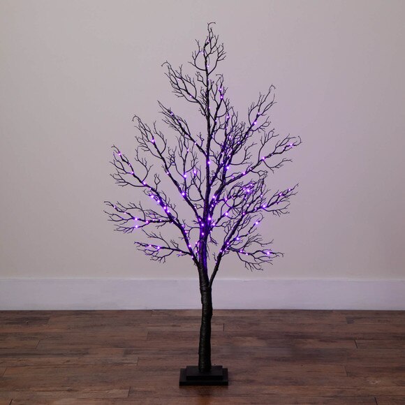 4-ft Pre-Lit Halloween Minimalist Twig Artificial Fall Tree with 160 Orange Purple LED Lights - SKU #T5160 - 11