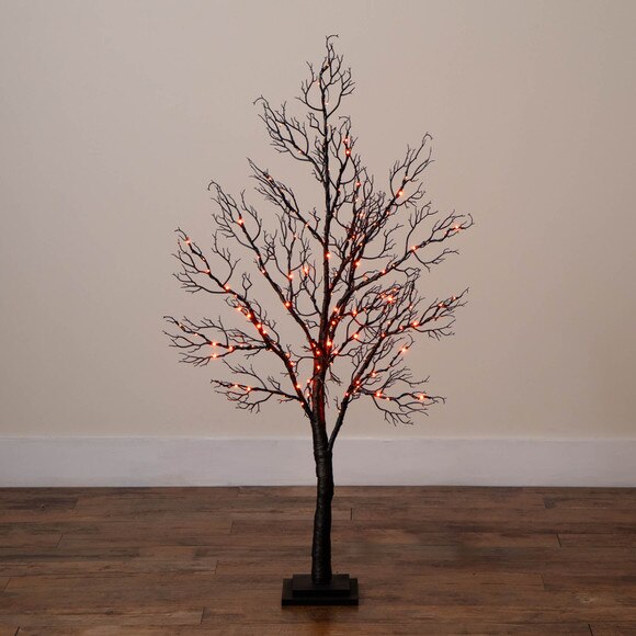 4-ft Pre-Lit Halloween Minimalist Twig Artificial Fall Tree with 160 Orange Purple LED Lights - SKU #T5160 - 12