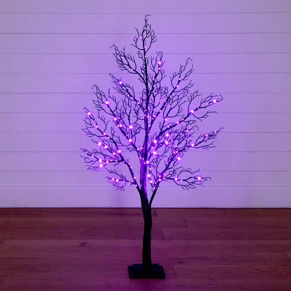 4-ft Pre-Lit Halloween Minimalist Twig Artificial Fall Tree with 160 Orange Purple LED Lights - SKU #T5160 - 14