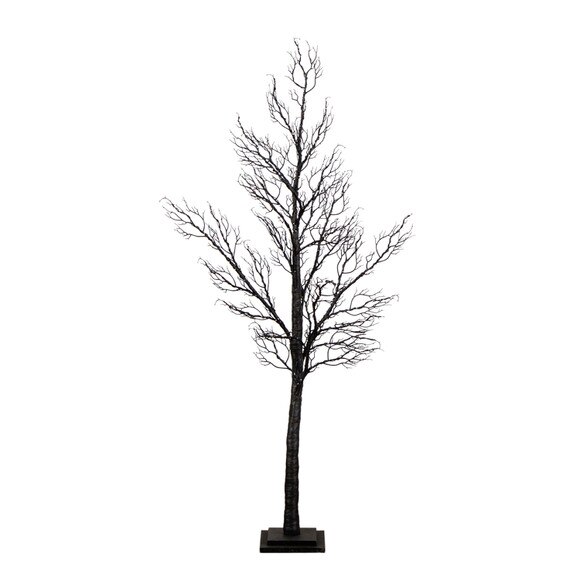 5-ft Pre-Lit Halloween Minimalist Twig Artificial Fall Tree with 240 Orange Purple LED Lights - SKU #T5161